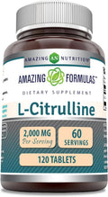 Amazing Formulas L Citrulline 2000mg Per Serving 120 Tablets Supplement | Amino Acid Supplement for Men & Women | Non-GMO | Gluten Free | Made in USA