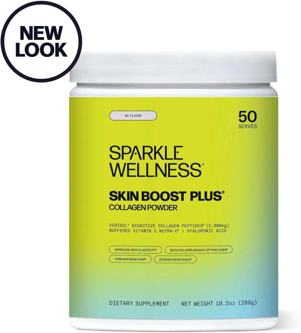 Sparkle Wellness Skin Boost Plus (No Flavor) [50-Serves] | Collagen Powder Supplement with VERISOL Bioactive Hydrolyzed Collagen Peptides, Vitamin C & Hyaluronic Acid