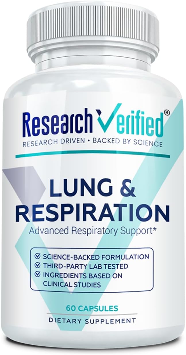 Research Verified Lung and Respiration - Seasonal Allergy and Sinus Support - Vitamin A, C & D, Quercetin, Nettle Leaf Extract - 60 Capsules - Made in The USA