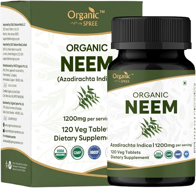 Neem 120 Tablets | Azadirachta Indica (Neem) | USDA Organic Certified | Healthy Skin and Detox* | Dietary Supplement - 120tab