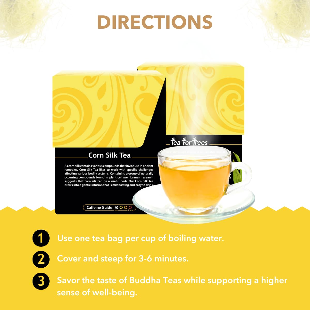 Buddha Teas - Organic Corn Silk Tea - Herbal Tea - For Health & Wellbeing - With Antioxidants & Minerals - Clean Ingredients - Caffeine Free - OU Kosher & Non-GMO - 18 Tea Bags (Pack of 1)
