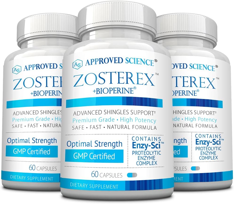 Approved Science Zosterex - Immune Support - L-Lysine 1000 mg, Vitamin B Blend, Mushroom Blend - 3 Month Supply - Made in The USA