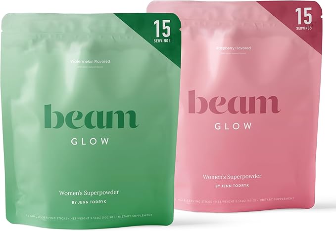 Beam Glow, Hormone Balance for Women, Thyroid Support for Women, Natural Hormone Support Powder with Selenium and Bromelain, PMS Relief, Energy, Hair Skin & Nails, Vegan, No Sugar, 15 Servings