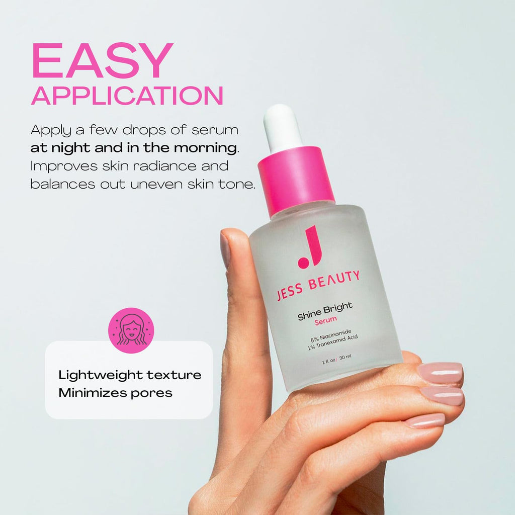 JESS BEAUTY | Skin Care Shine Bright Serum Niacinamide Face Moisturizer Minimizes Pores | Skincare Face Cream 1 fl. oz