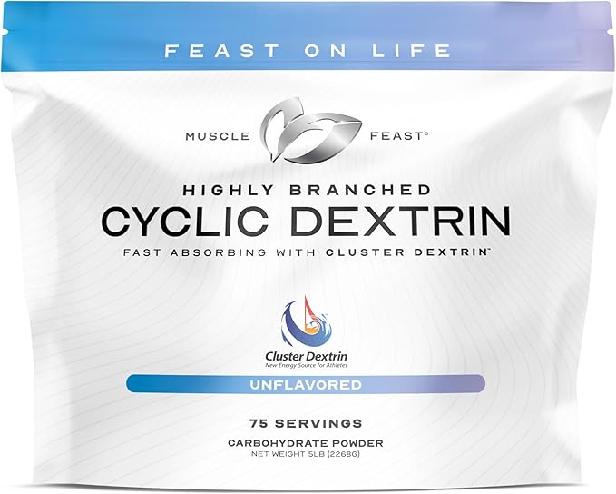 Muscle Feast Highly Branched Cyclic Dextrin Powder, Carbohydrate Powder Supplement, Pre-Workout, Intra Workout, Post-Workout Carbs - HBCD Supports Endurance, Energy, & Recovery - Unflavored, 5lbs