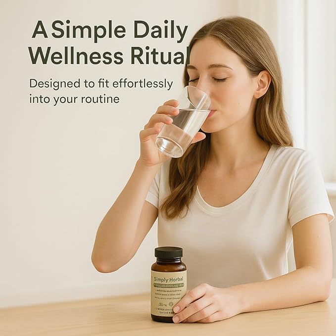 Simply Herbal– Daily Dietary Supplement for Skin & Immune Support, Natural Gut-Skin Balance Formula with Zinc, Vitamin C & Herbal Extracts – 60 Capsules