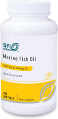 Klaire Labs Marine Fish Oil - Ultra Pure 300 Milligrams EPA & 200 Milligrams DHA Omega 3 Unflavored Fish Oil with No Fishy Taste, Gluten-Free (100 Softgels)