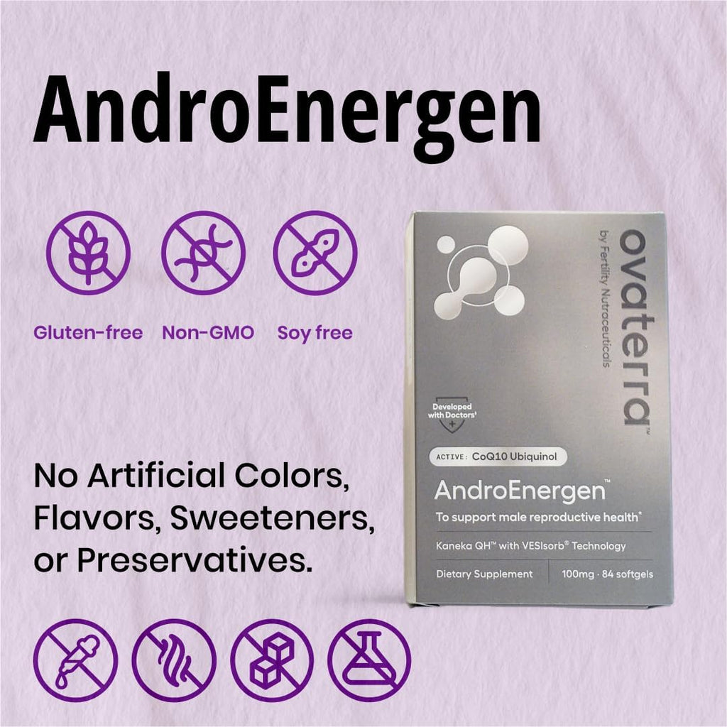 AndroEnergen Male Fertility Supplements, Ubiquinol 100mg CoQ10 Softgels to Support Men’s Reproductive & Sperm Health with Kaneka QH CoQ10 & VESIsorb® Absorption Technology (84 Softgels 28 Day Supply)