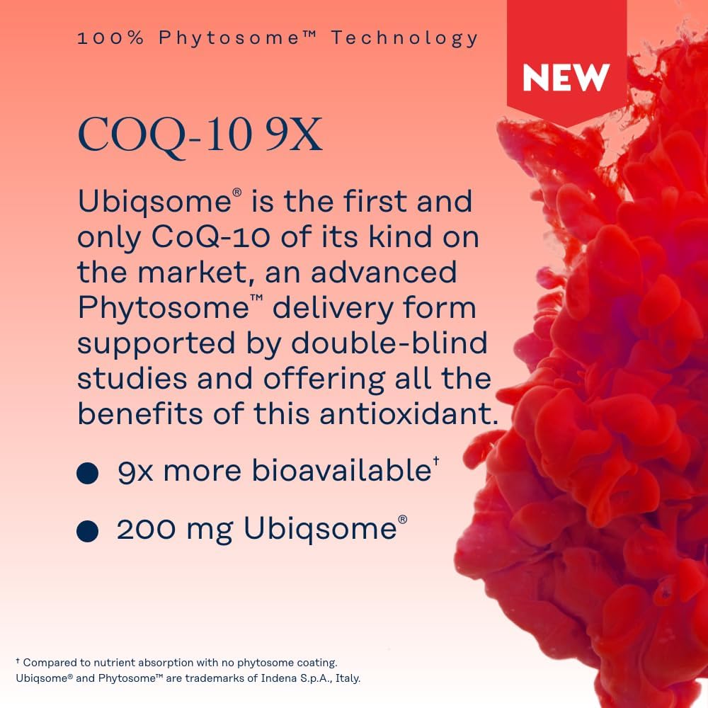 SOLARAY CoQ-10 Phytosome - 9X Absorption CoQ10 200mg - Easy-to-Digest Antioxidants Supplement - Vegan and Made Without Soy - 60-Day Guarantee - 30 Servings, 30 VegCaps