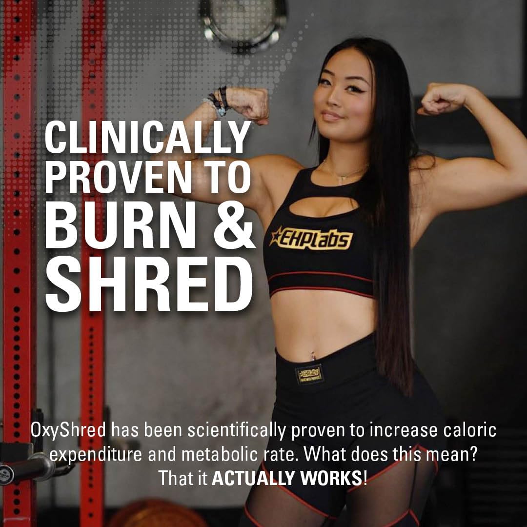 EHP Labs OxyShred Pre Workout Powder & Shredding Supplement - Preworkout Powder with L Glutamine & Acetyl L Carnitine, Energy Boost Drink - Wild Melon, 60 Servings