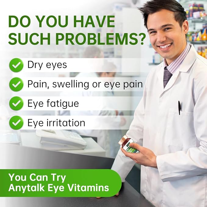Lutein Eye Vitamins - Eye Health Supplements for Macular Pigment & Dry Eye, Contains Lutein, Zeaxanthin, Zinc, Vitamins C & E to Adult Support Healthy Vision (60 Capsules)