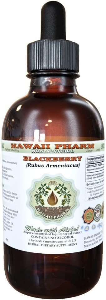 BlackBerry Alcohol-Free Liquid Extract, BlackBerry (Rubus Armeniacus) Root Glycerite Hawaii Pharm Natural Herbal Supplement 2 oz