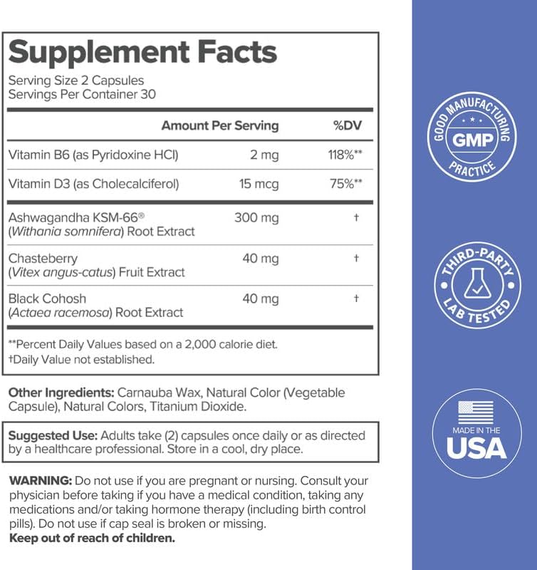 O Positiv MENO Vitamins for Menopause - Hormone-Free Menopause Supplement for Women - Black Cohosh & Ashwagandha KSM-66 - Helps Relieve Hot Flashes, Night Sweats, Mood Swings - 30 Servings (Pack of 1)