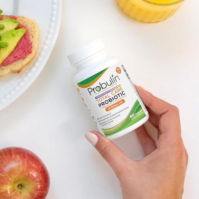 Probulin Total Care Probiotic Supplement, Daily Gut, Digestive, and Immune Health Probiotics Capsules for Men and Women, 20 Billion CFU, Vegan, 60 Count Bottle