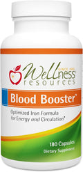 Blood Booster Iron Supplement for Energy and Fatigue - Gentle, Non-constipating Iron, Methylfolate and Other coenzyme B Vitamins (180 caps - Vegan, Gluten Free, Non-GMO)