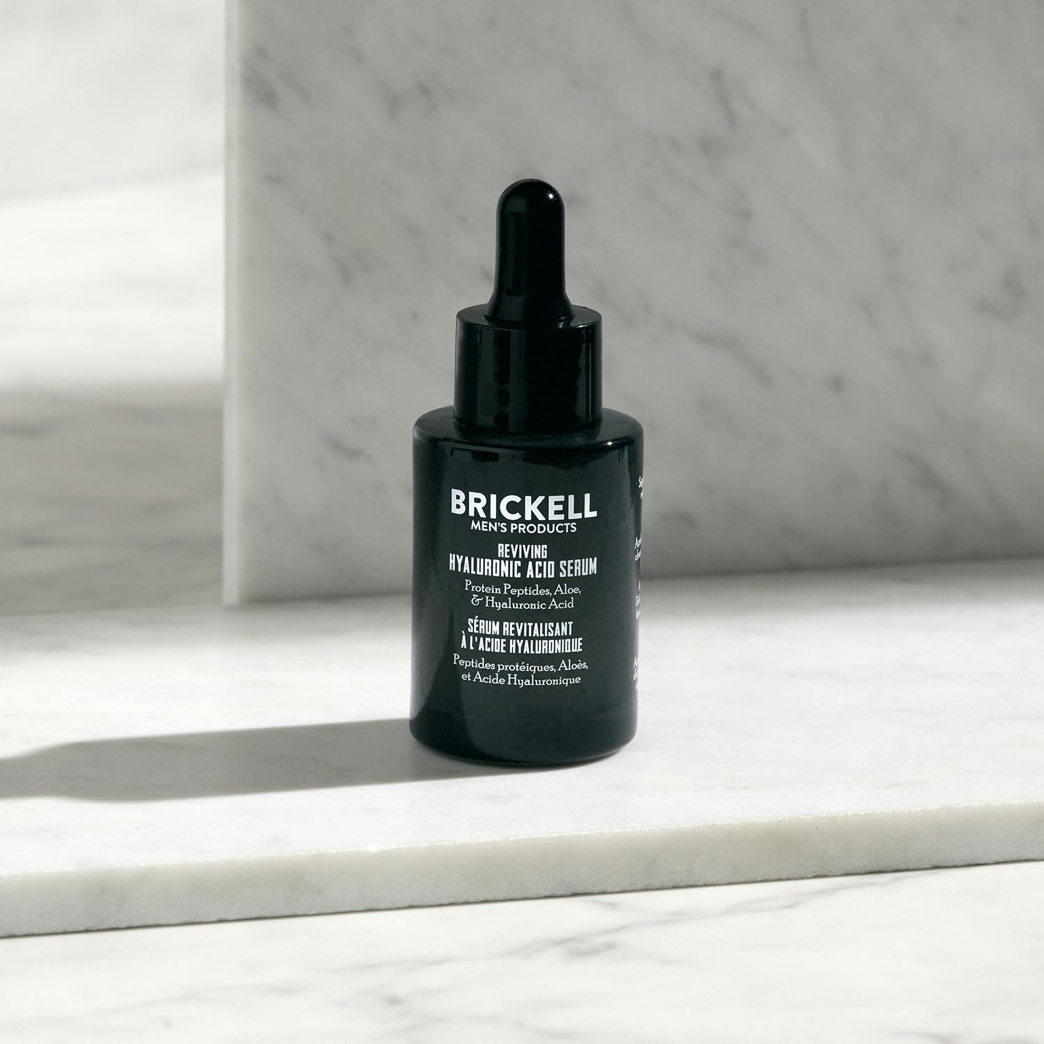 Brickell Men's Anti Aging Hyaluronic Acid Serum for Face, Day Face Serum for Men, Natural & Organic Facial Serum With Protein Peptides to Restore Collagen and Firmness, 1 Ounce, Unscented