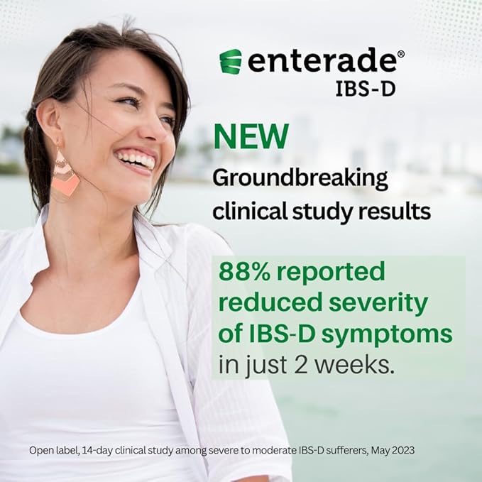enterade IBS-D Powder Packets for IBS Relief of Symptoms from Irritable Bowel Syndrome with Diarrhea (IBS-D), Orange, 30 Single-Serving Powder Packets