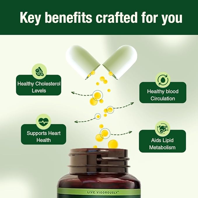Kapiva Cholesterol Lowering & Heart Health Supplement | Plant Sterols, Niacin, Arjuna, Garlic & Guggul | Natural Herbal Vitamins for Healthy Cholesterol Support | 60 Capsules