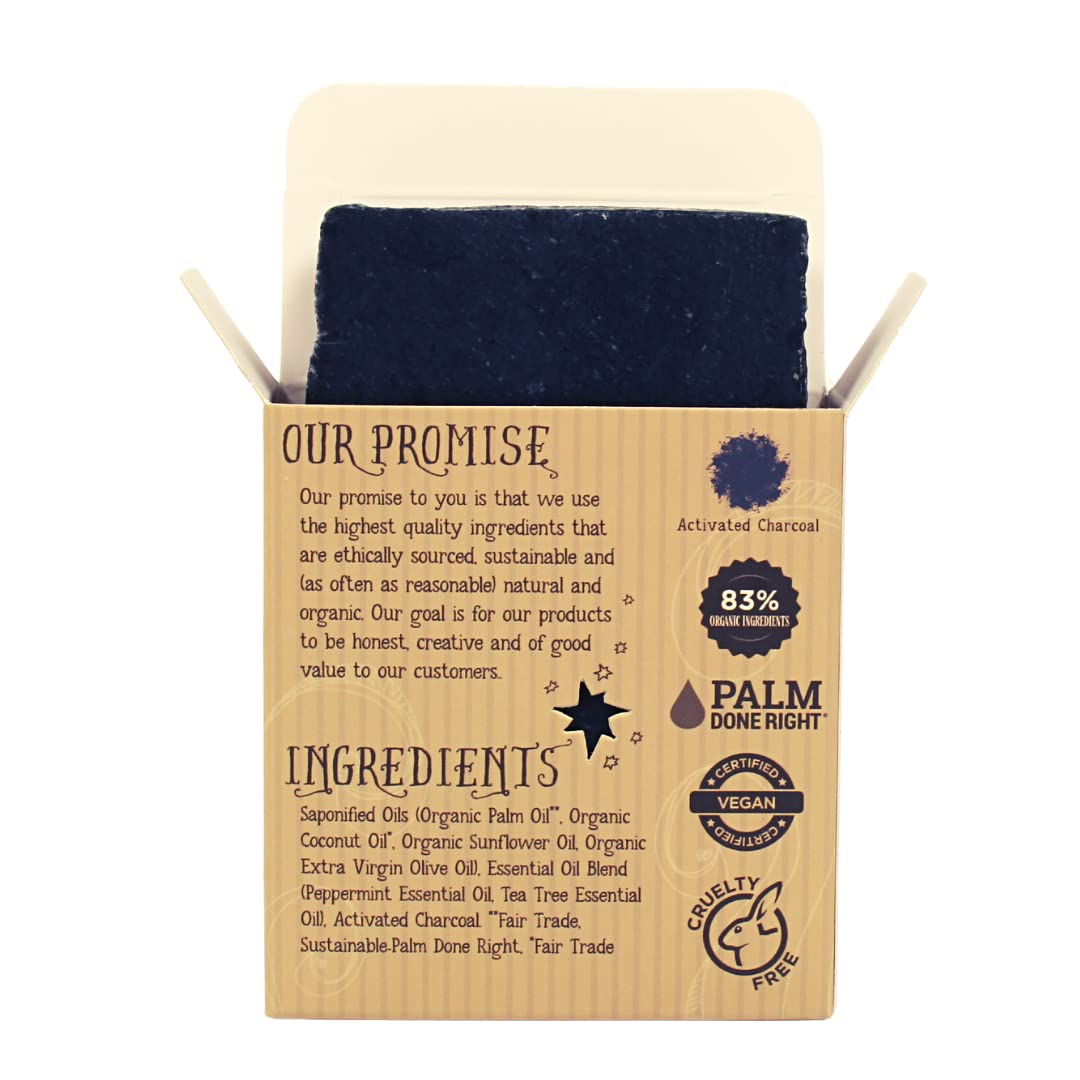 Varina Organic Peppermint Tea Tree Activated Charcoal Bar Soap - Gentle Cleansing for Sensitive Skin, Herbal and Mint - 3 Pack - Experience Healthy and Glowing Skin