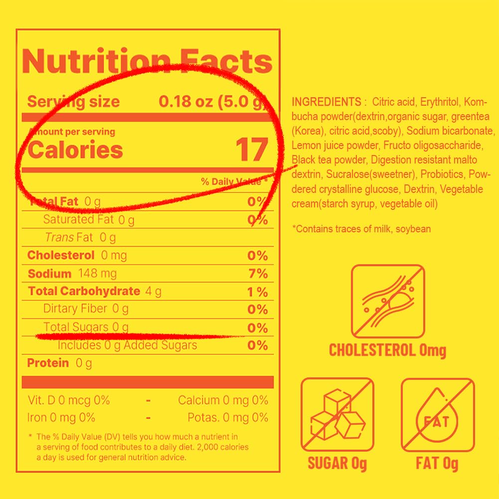 KAYFOOD-Kombucha-Lemon-Garden-Daily Zero Sugar, Diet, Gut Healthy Sparkling Beverage, Fermented Korean Drinks for Iced Tea Hot Tea, Workout T (10ST)