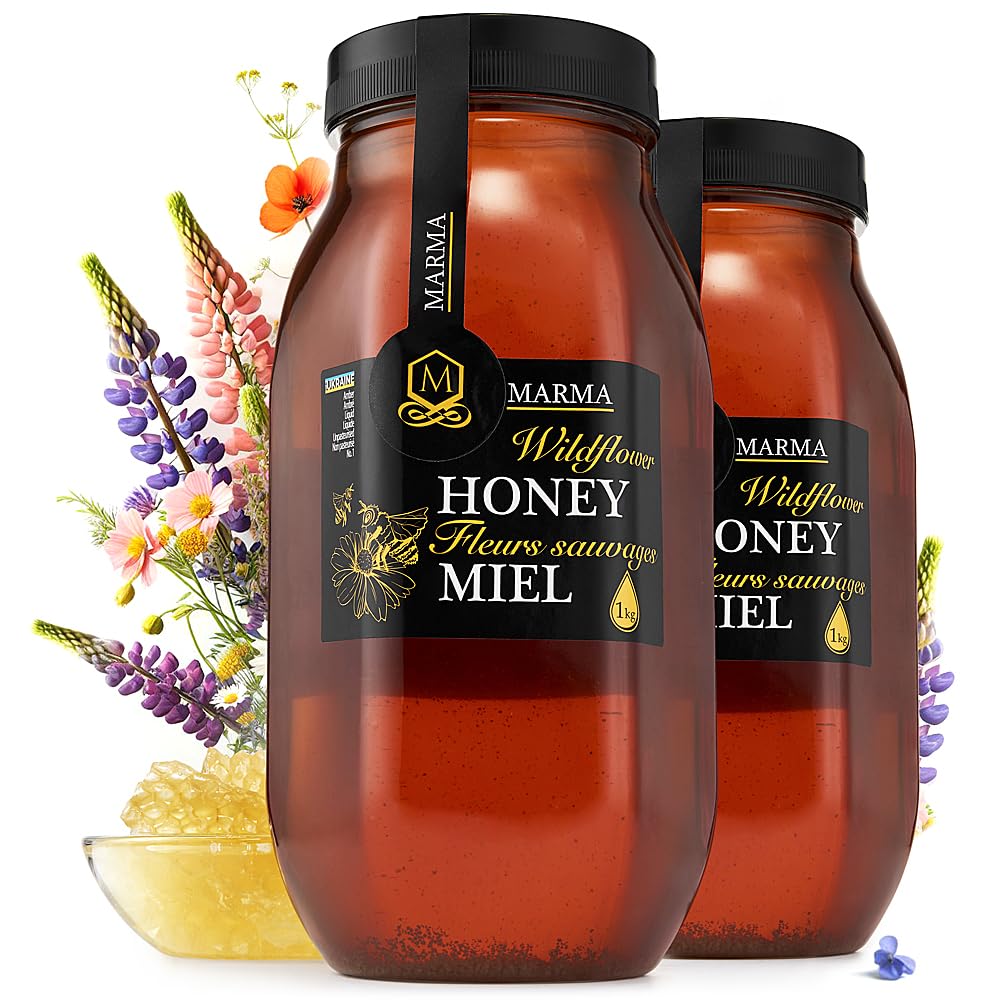 HONIGMA® Marma Wildflower Honey | Authentic Raw Honey from Ukraine | 100% Pure & Unpasteurized | 1000g/35.2oz | May Arrive Crystallized or Partially Crystallized | Pack of 2