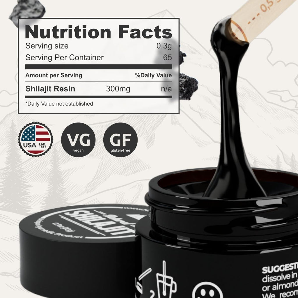 NATURAL SHILAJIT Resin - Shilajit for Men & Women with Fulvic Acid & Trace Minerals, Plant Based Nutrients for Energy, Immune Support & Vitality Resin