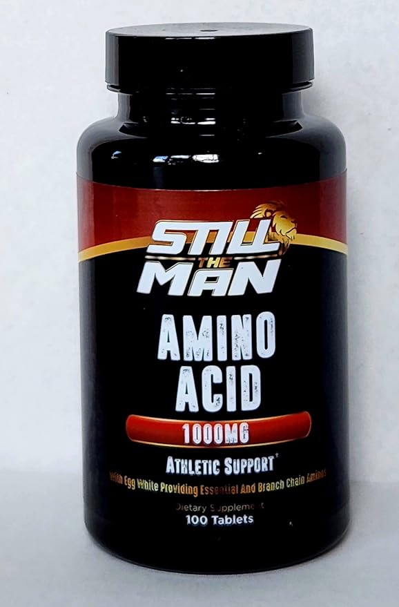 Still The Man Essential Amino Acid Athletic Performance and Support Supplement, 1000mg, 100 Tablets. Clean Free Form Amino Acid Blend.