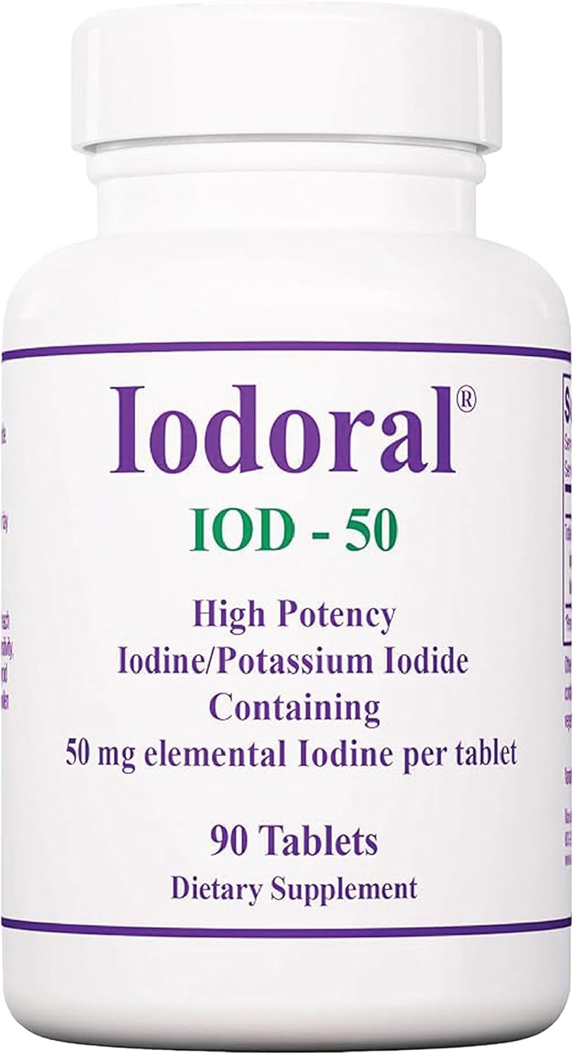 Optimox Iodoral 50 mg Supplement - Potassium Iodide Tablets, High Potency Iodine Supplements, Thyroid Support, Vitamins & Minerals - 90 Count