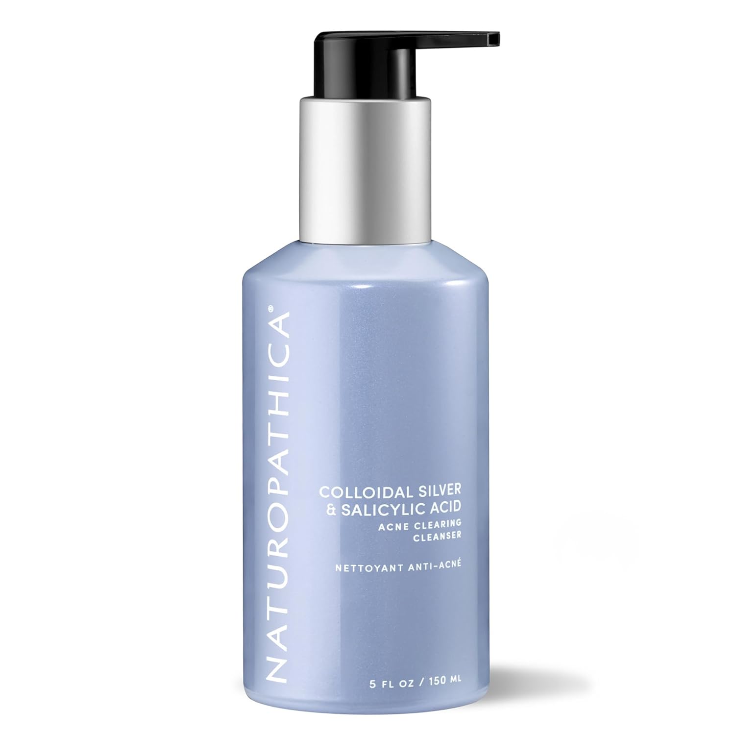 Naturopathica Colloidal Silver and Salicylic Acid Acne Clearing Cleanser, Reduce Blemishes and Acne Scars, Clarifying Face Wash for Men and Women, 5 fl oz