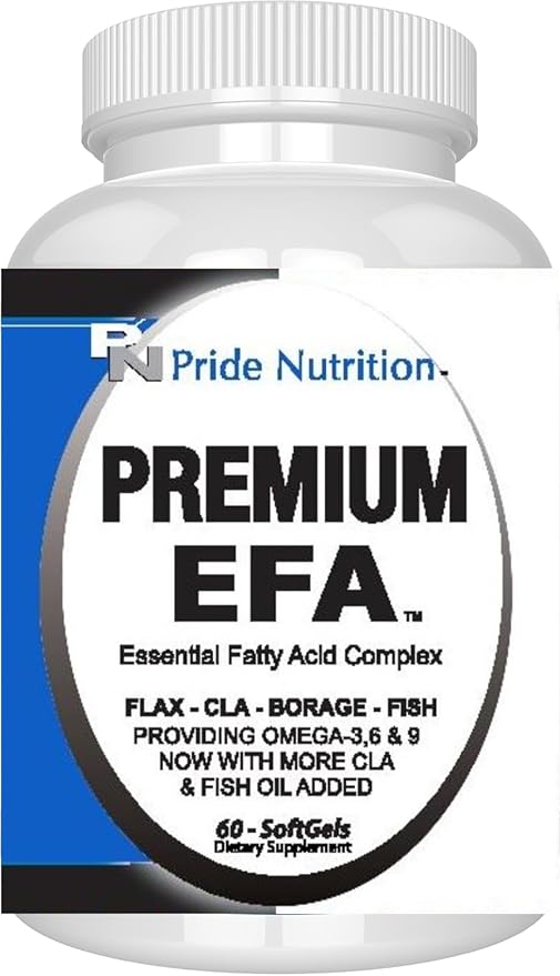Pride Nutrition Premium EFA Omega 3-6-9 Supplement for Men and Women 5 in 1 - EPA, DHA, GLA, ALA & CLA Essential Fatty Acids with Fish Oil - Softgel Pills
