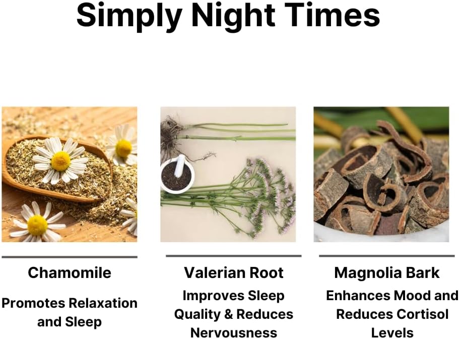 Simply Night Time | Weight Loss Support | Better Sleep | Mood Enhancer and Stress Relief | Botanical Blend - Valerian Root, Cascara Sagrada, Magnolia Bark, Chamomile | 84 Count