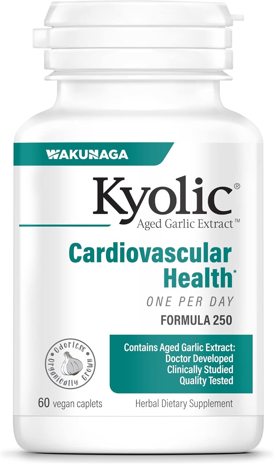 Kyolic Aged Garlic Extract Formula 250, Cardiovascular Health, One Per Day, 60 Vegan Caplets