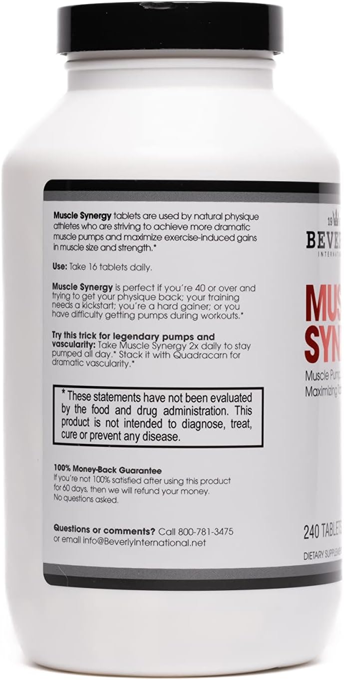 Beverly International Muscle Synergy 240 TABS (15 Servings) Clinically Dosed Ingredients - HMB, L-Arginine, L-Citrulline, Creatine Monohydrate, L-Ornithine. Bigger-Stronger-Lasting Pumps.