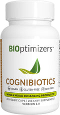 BIOptimizers Cognibiotics Probiotic Brain Supplement - Helps Support Mood, Better Focus, Memory, Mental Clarity - 30 Capsules