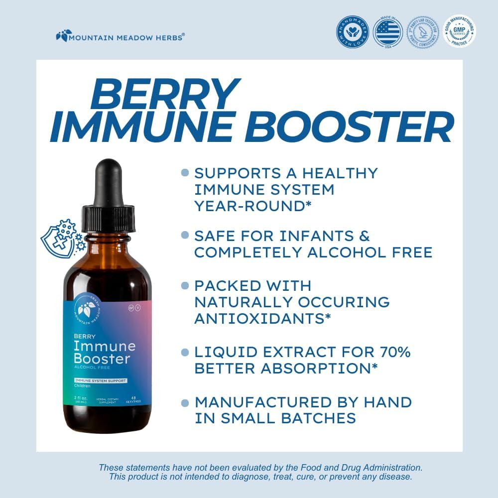 Mountain Meadow Herbs Berry Immune Booster for Kids Immune Support, with Elderberry and Echinacea - 2oz.