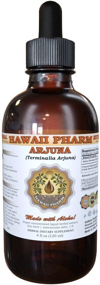 Arjuna Liquid Extract, Organic Arjuna (Terminalia Arjuna) Dried Bark Powder Tincture Herbal Supplement 4 oz