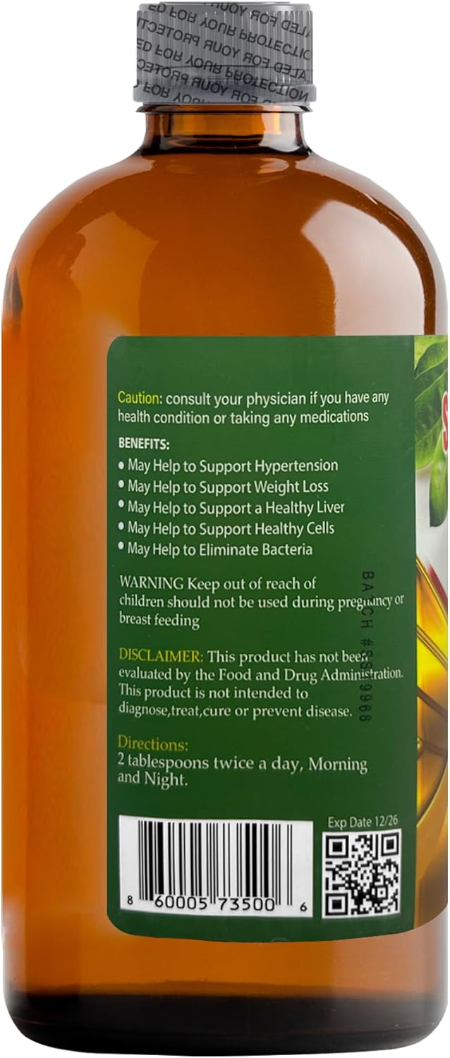 Liquid Blenz Pure Soursop Bitters with Moringa & Turmeric | Herbal Detox & Natural Energy Support | 16 fl oz