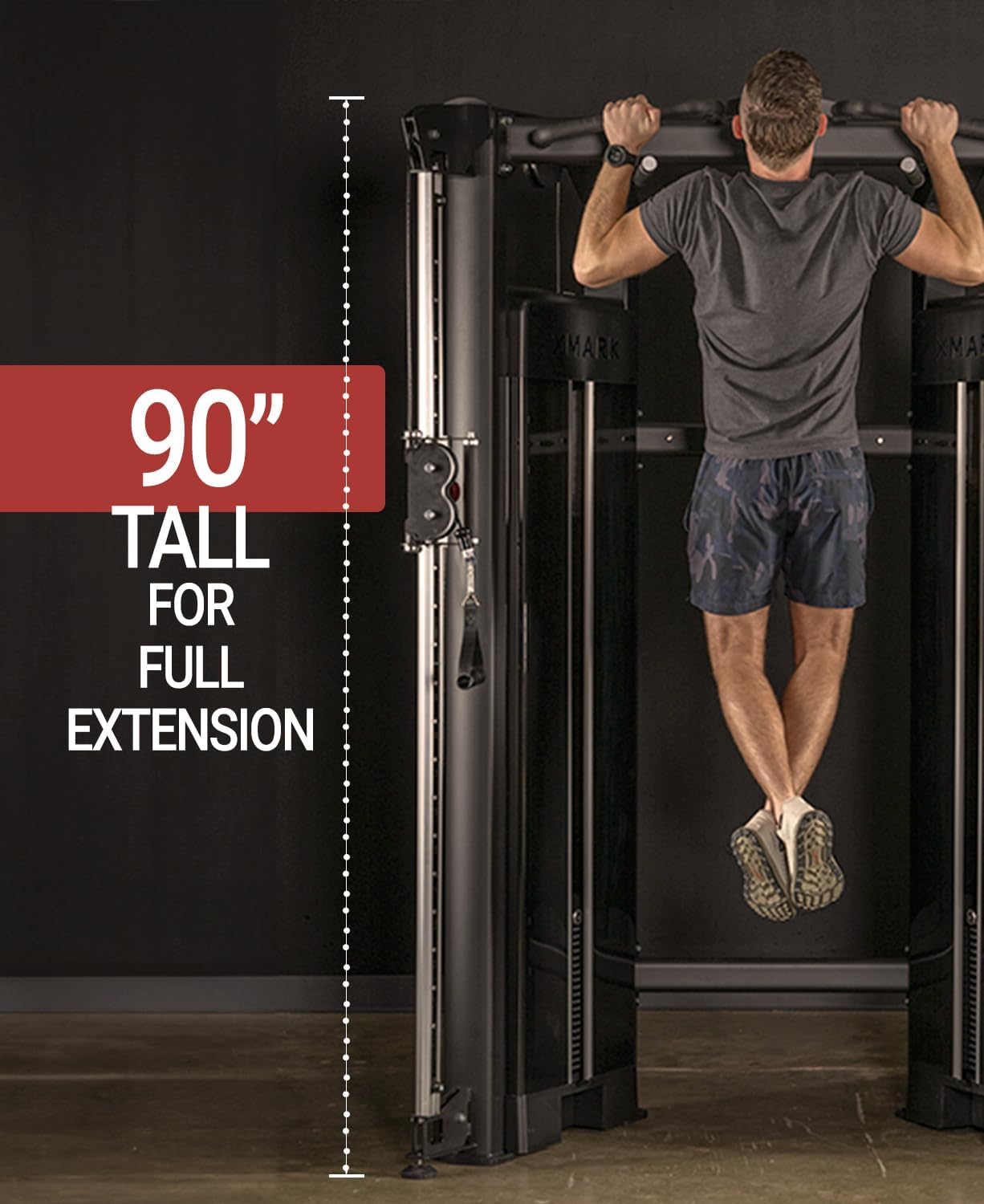 XMARK Functional Trainer with Dual Weight Stacks, All-in-One Cable Machine & Crossover for Full Body Strength Training at Home or Garage Gym