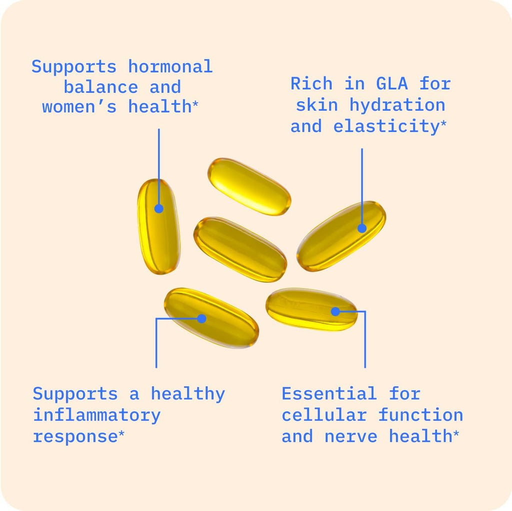 BodyBio Evening Primrose Oil - Natural Gamma Linolenic Acid for Healthy Skin & Hormone Balance - Non-GMO, Cold Pressed, 180 softgels