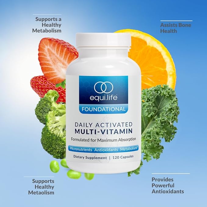 Equilife Daily Activated Multivitamin, 21 Essential Nutrients with B Complex, Antioxidant Formula for Overall Wellness, Gluten-Free, Non-GMO, 120 Capsules