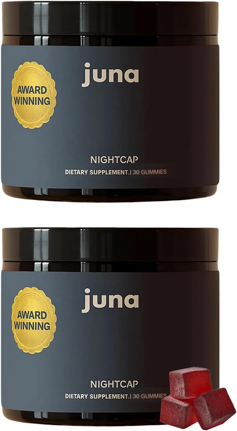 Juna Nightcap Sleep Gummies (2-Pack) – Sugar-Free, All-Natural Sleep Aid with Low-Dose Melatonin, Tart Cherry, GABA, Magnesium, Chamomile &