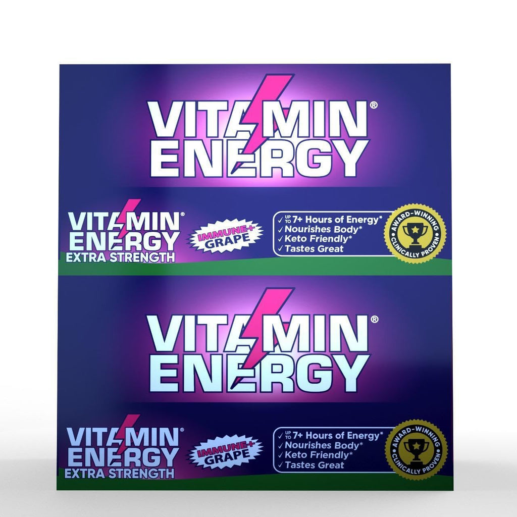 Vitamin Energy Immune+ Extra Strength Energy Shot Grape 8 Pack, 260mg Natural Caffeine, B-Vitamins, Citicoline, Green Tea, Immunity & Focus Support, Zero Sugar, Gluten-Free 1.93 fl oz