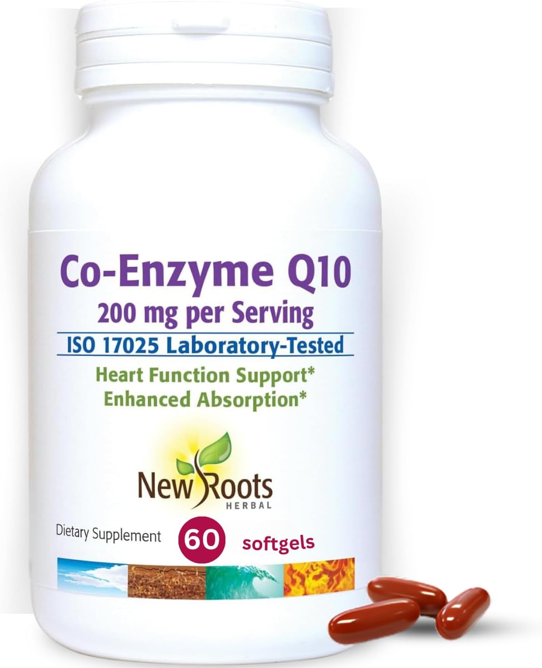 NEW ROOTS HERBAL CoQ10 Supplement Coenzyme Q10 (60 Softgels) 200 mg | Naturopathic Doctor Formulated for Heart Health & Energy Support | Made with Natural Fermentation