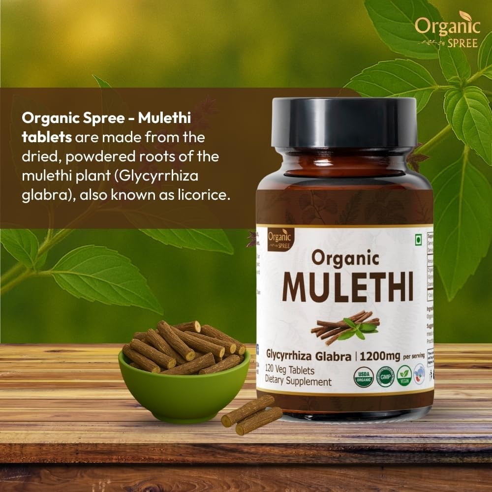 Mulethi 120 Tablets – USDA Organic Licorice Root – Supports Digestive Health & Immunity* - Pack of 2