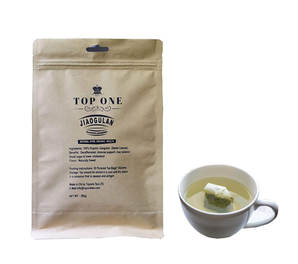 JQ Jiaogulan Herb Tea Loose Leaf Healthy Gynostemma Tea Natural Sweet Stemless Caffeine Free 30 Pyramid Bags