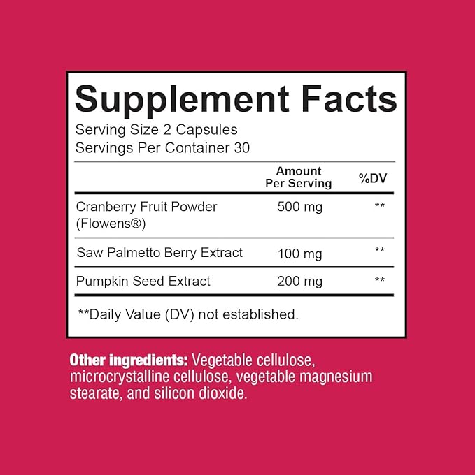 Premium Bladder Support Supplement – Bladder Control Supplement for Occasional Urinary Urgency, Frequency & Leakage – With Clinically Studied Cranberry, Pumpkin & Saw Palmetto - 60 Capsules