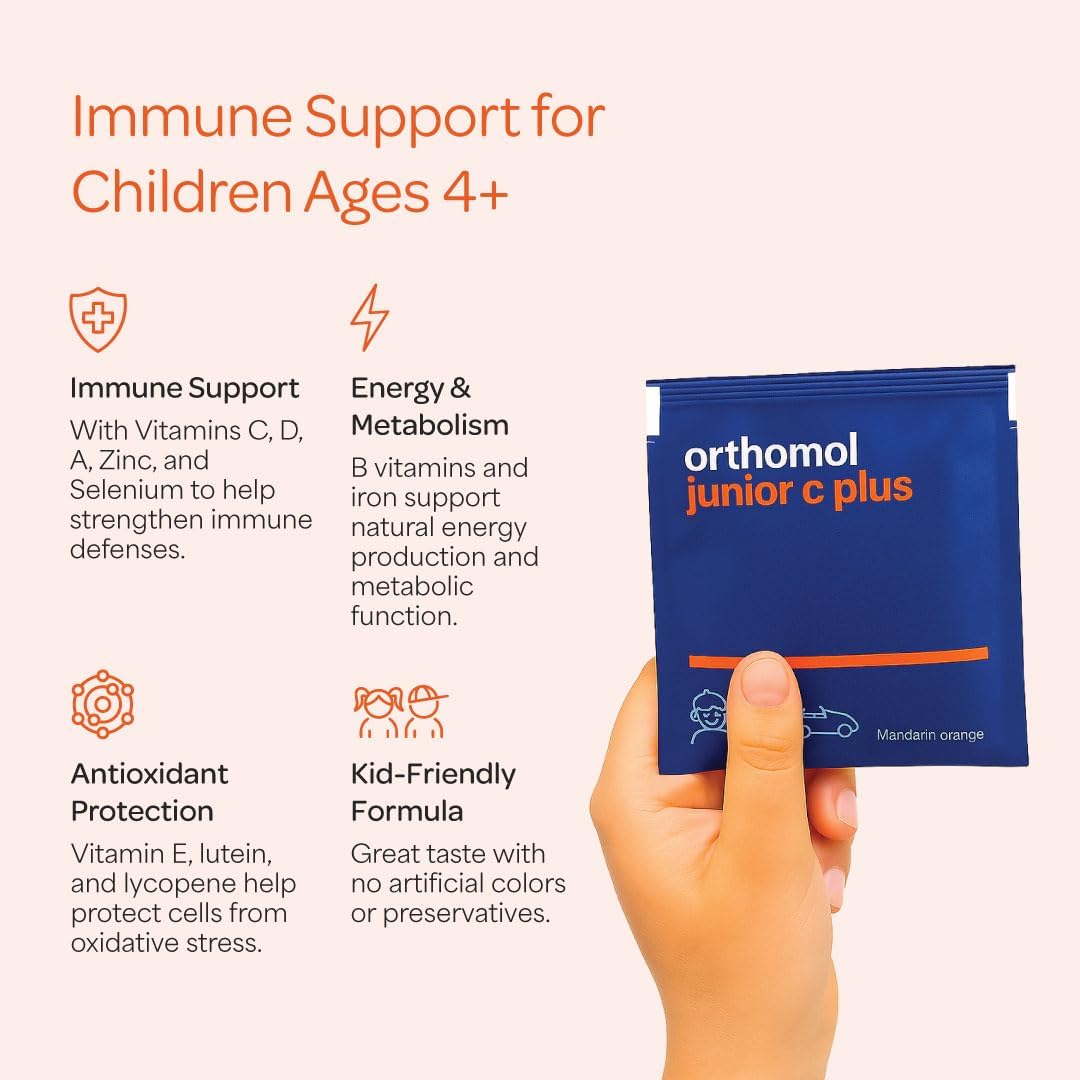 Orthomol Immun Junior C Plus, Kid's Multivitamin, Tangerine Flavor, 30-Day Supply