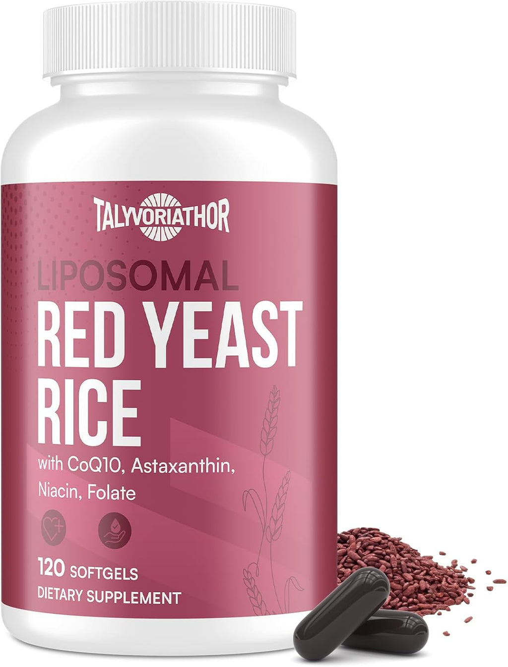 Liposomal Red Yeast Rice 1200mg with CoQ10 & Astaxanthin – Extra Strength Cholesterol, Cardiovascular & Metabolic Support – High Absorption – Citrinin-Free, 120 Softgels