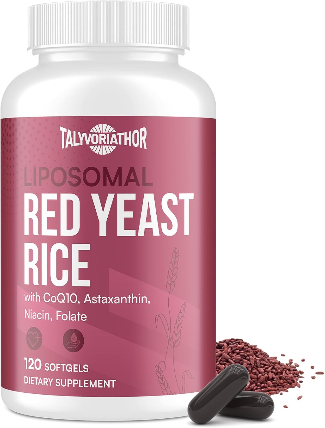 Liposomal Red Yeast Rice 1200mg with CoQ10 & Astaxanthin – Extra Strength Cholesterol, Cardiovascular & Metabolic Support – High Absorption – Citrinin-Free, 120 Softgels
