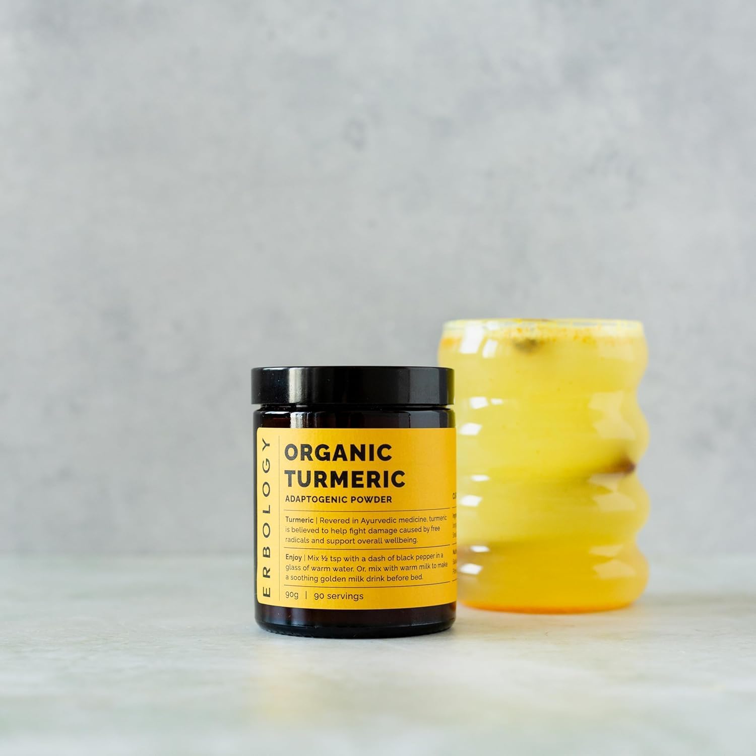 Erbology Organic Turmeric Powder 3.2 oz - 90 Servings - 5.5% Curcumin - No Additives or Preservatives - Sustainably Sourced Straight from Farm in India - Small Batch - Vegan - GMO-Free